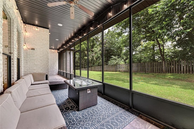 601 Chattin Cir, Bentonville, AR 72713 - sunroom with an outdoor living space and ceiling fan