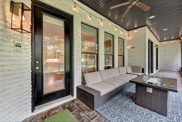 601 Chattin Cir, Bentonville, AR 72713 - view of patio / terrace with ceiling fan and an outdoor hangout area