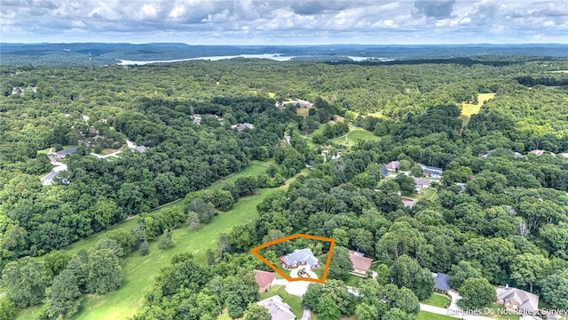 8270 Titleist Cir, Rogers, AR 72756 - aerial view of property and surrounding area featuring a forest and property boundaries highlighted