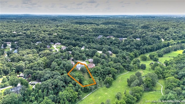 8270 Titleist Cir, Rogers, AR 72756 - aerial view of property and surrounding area featuring property boundaries highlighted and a forest