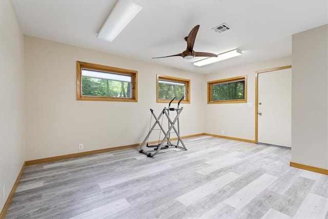 20 Kirkcudbright, Bella Vista, AR 72715 - workout area featuring light wood finished floors and a ceiling fan