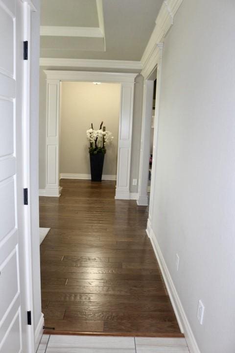 1730 Helen Ln, Bentonville, AR 72713 - hallway with hardwood / wood-style flooring and ornamental molding