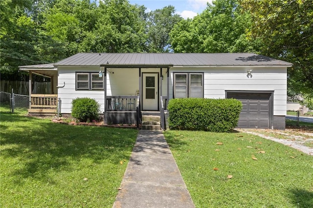 224 N Allen St, Harrison, AR 72601 - ranch-style home with a metal roof, a garage, and a porch