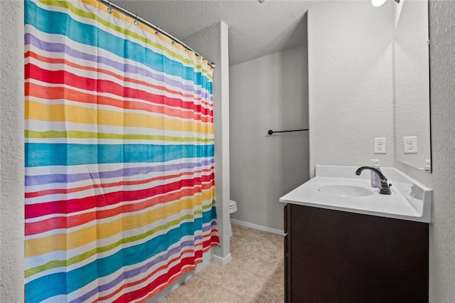 4424 Cornwall St, Springdale, AR 72762 - full bathroom with vanity, tile patterned floors, a textured ceiling, and curtained shower