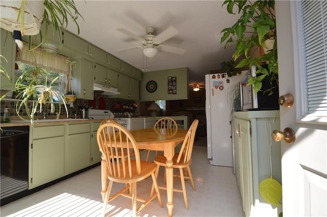 8096 Magnolia Ln, Rogers, AR 72756 - dining area featuring ceiling fan and light floors
