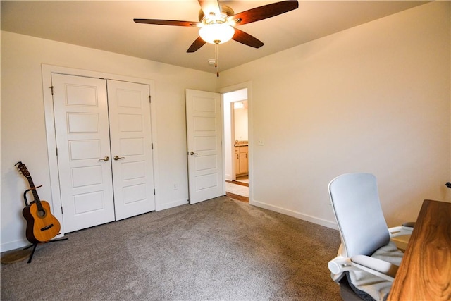 2756 Cassidy Ave, Springdale, AR 72764 - office area with a ceiling fan and carpet