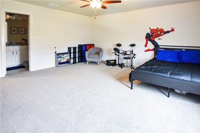 2756 Cassidy Ave, Springdale, AR 72764 - carpeted bedroom featuring ensuite bathroom and ceiling fan