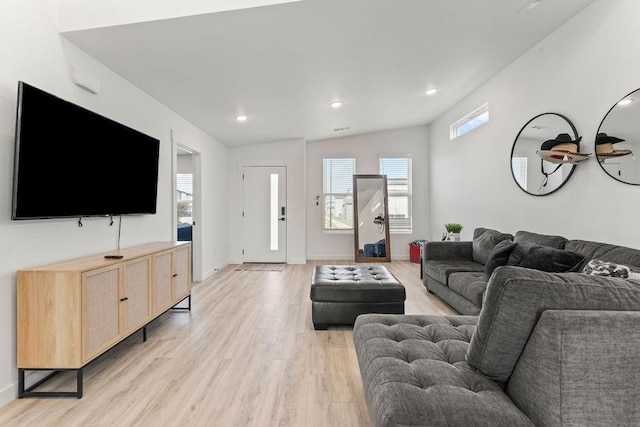671 St Charles Pl, Bentonville, AR 72713 - living room with light wood-style flooring and recessed lighting