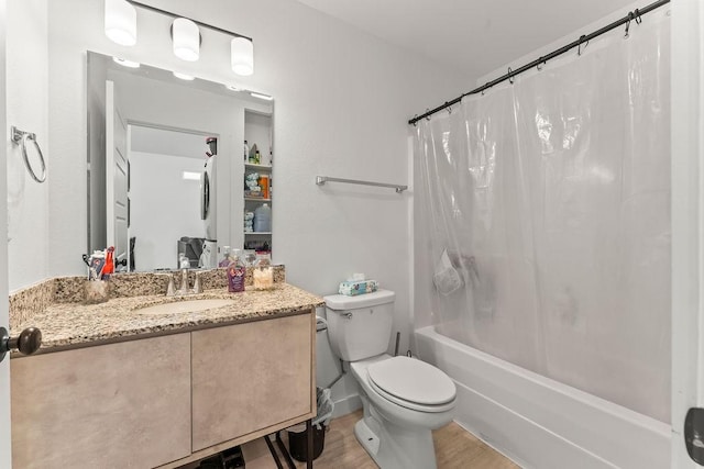 671 St Charles Pl, Bentonville, AR 72713 - full bath featuring vanity, shower / tub combo with curtain, and wood finished floors