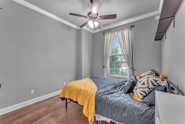 1315 W Magnolia St, Rogers, AR 72758 - bedroom with ornamental molding, wood finished floors, and a ceiling fan