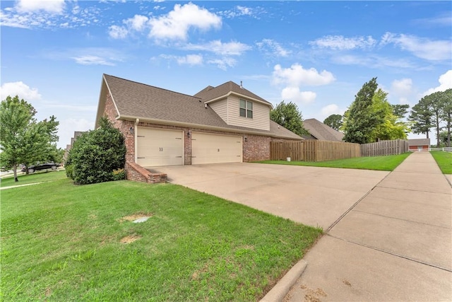 1315 W Magnolia St, Rogers, AR 72758 - view of side of property featuring brick siding, concrete driveway, an attached garage, and roof with shingles