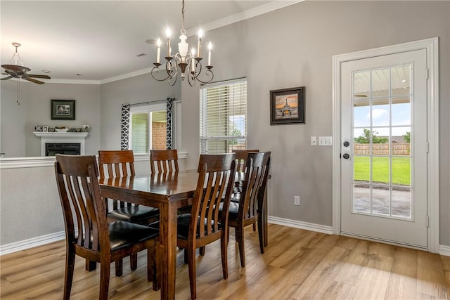 372 Niagara St, Elm Springs, AR 72762 - dining space featuring light wood finished floors, ceiling fan, healthy amount of natural light, and ornamental molding