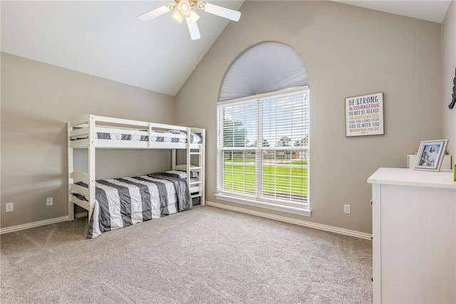 372 Niagara St, Elm Springs, AR 72762 - carpeted bedroom with lofted ceiling and ceiling fan
