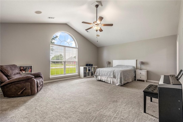 372 Niagara St, Elm Springs, AR 72762 - carpeted bedroom featuring lofted ceiling and a ceiling fan