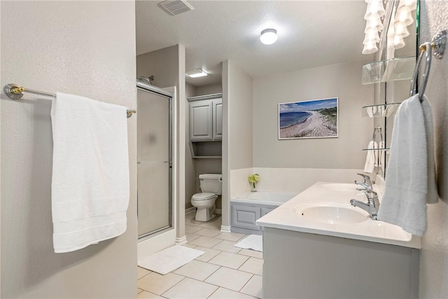 372 Niagara St, Elm Springs, AR 72762 - bathroom with tile patterned flooring, a shower stall, double vanity, and a tub to relax in