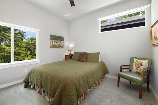 239 N Fletcher Ave, Fayetteville, AR 72701 - bedroom with multiple windows, wood finished floors, and a ceiling fan