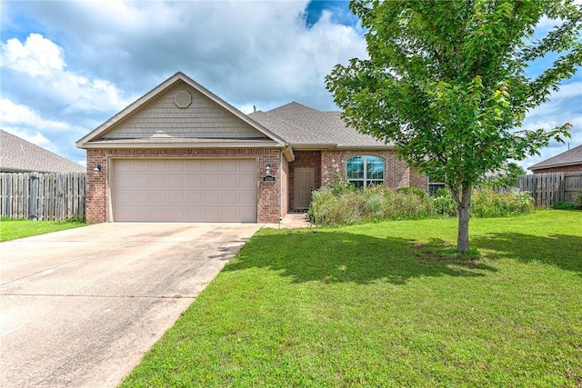 4300 Limestone Ave, Bentonville, AR 72712 - ranch-style home with brick siding, an attached garage, and concrete driveway
