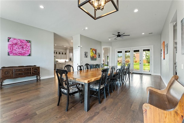 11 Darian Dr, Bentonville, AR 72712 - dining area with wood finished floors, recessed lighting, french doors, and ceiling fan