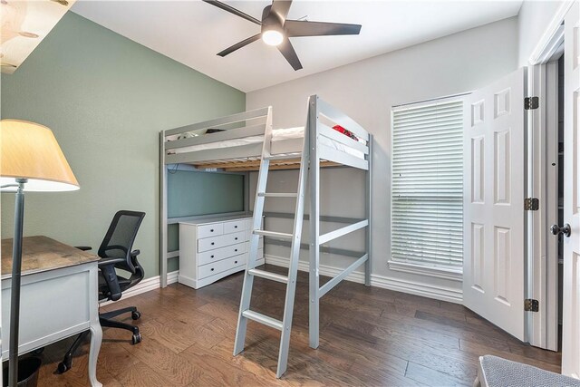 11 Darian Dr, Bentonville, AR 72712 - bedroom featuring wood finished floors, a desk, and a ceiling fan