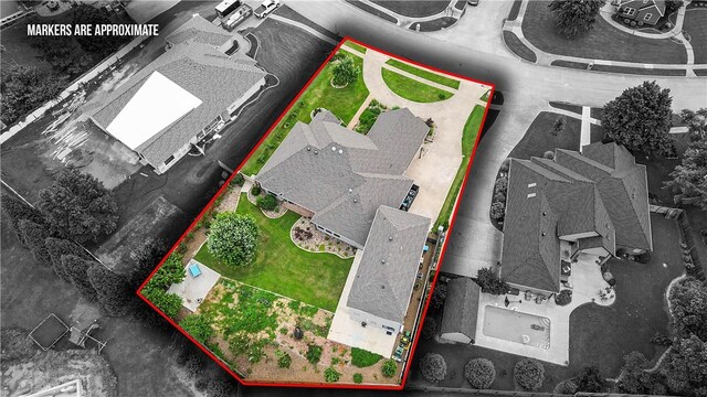 11 Darian Dr, Bentonville, AR 72712 - aerial view of residential area with property parcel outlined