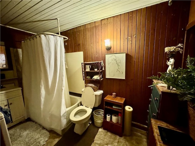 1 Ridgeway Ave, Eureka Springs, AR 72632 - full bath with wooden walls, shower / bath combo, and wood ceiling