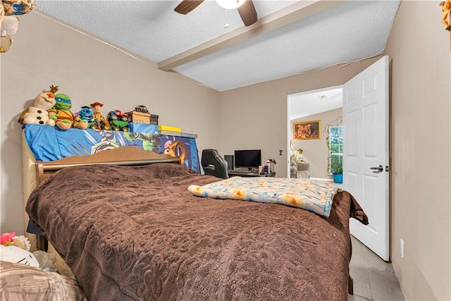 594 Madison 8650, Huntsville, AR 72740 - bedroom featuring ceiling fan and a textured ceiling