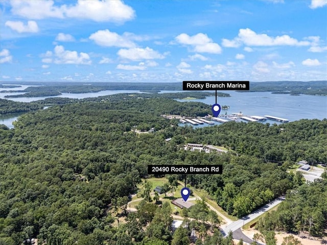 20490 Rocky Branch Rd, Rogers, AR 72756 - drone / aerial view of a heavily wooded area and a large body of water