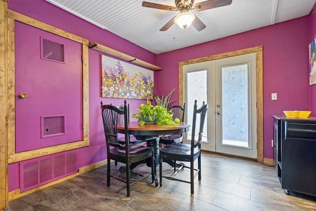 20490 Rocky Branch Rd, Rogers, AR 72756 - dining space with healthy amount of natural light, ceiling fan, and french doors