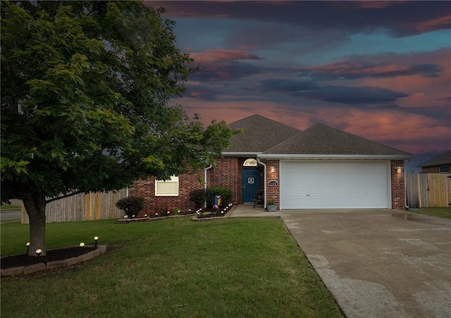 4506 Cory St, Springdale, AR 72762 - ranch-style house with concrete driveway, a garage, brick siding, and roof with shingles