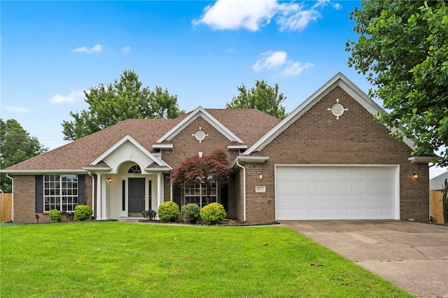 4465 Warwick Cv, Springdale, AR 72762 - view of front of house with brick siding, an attached garage, concrete driveway, and a shingled roof
