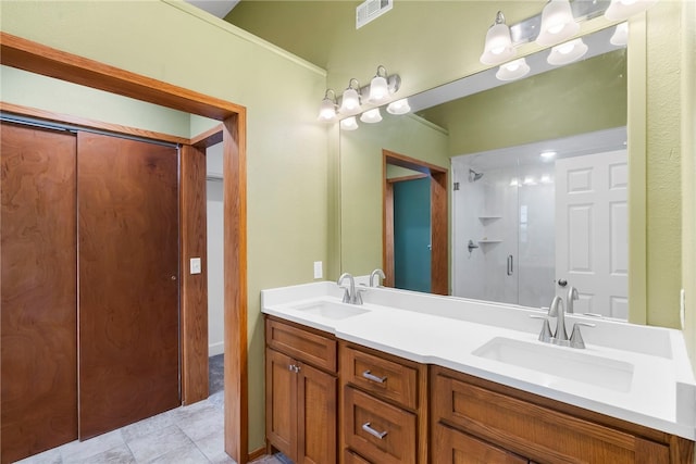 4465 Warwick Cv, Springdale, AR 72762 - full bathroom with double vanity, an enclosed shower, and tile patterned flooring