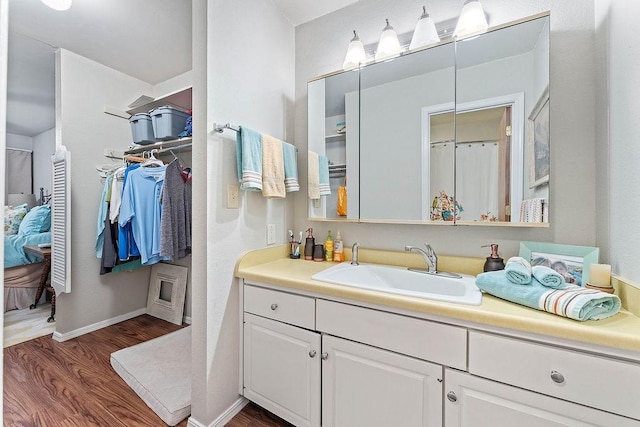 16841 Heritage Bay Rd Unit E-4, Rogers, AR 72756 - bathroom with wood finished floors, vanity, and a walk in closet