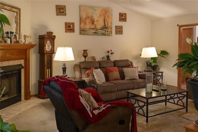 1013 N 26th St, Rogers, AR 72756 - living room with a tile fireplace and lofted ceiling