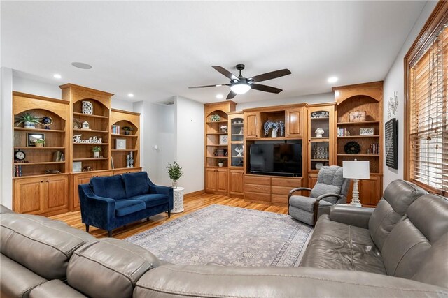 2 Conner Ln, Rogers, AR 72756 - living room featuring ceiling fan, light wood-type flooring, and recessed lighting