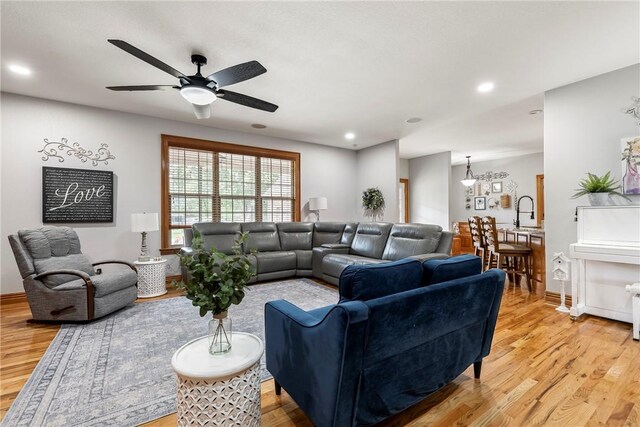 2 Conner Ln, Rogers, AR 72756 - living area with light wood-style floors, a ceiling fan, and recessed lighting
