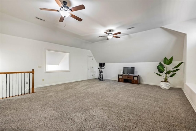 5100 SW Blaire Mont Rd, Bentonville, AR 72713 - bonus room featuring ceiling fan, vaulted ceiling, and carpet