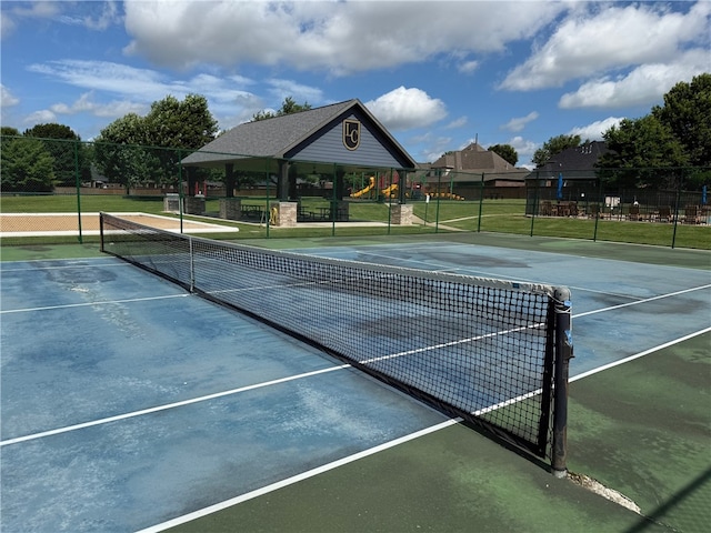 5100 SW Blaire Mont Rd, Bentonville, AR 72713 - view of tennis court with a gazebo