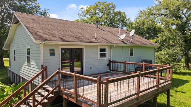 234 N Kibler Hwy, Alma, AR 72921 - rear view of property with french doors, a deck, and roof with shingles