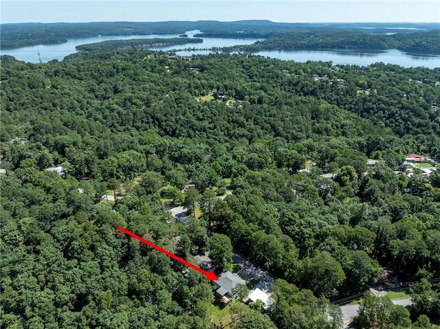 16101 Hickory Dr, Rogers, AR 72756 - aerial view of property and surrounding area with a heavily wooded area and a large body of water