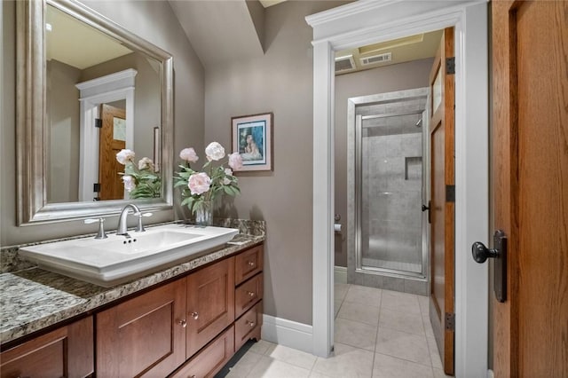 150 Jackson Cove Cres, Eureka Springs, AR 72631 - full bathroom featuring a shower stall, vanity, and tile patterned floors