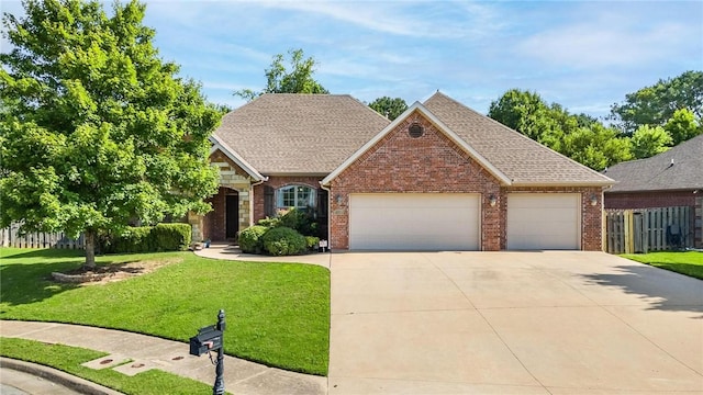216 Windsor Ave, Lowell, AR 72745 - view of front facade with a garage, brick siding, driveway, and a shingled roof
