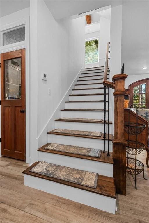 1330 S Curtis Ave, Pea Ridge, AR 72751 - staircase featuring wood finished floors