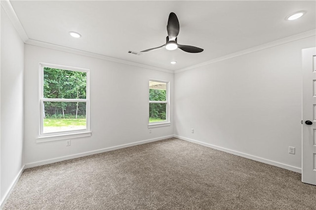 53 Belgravia Dr, Bella Vista, AR 72715 - carpeted empty room with ceiling fan, crown molding, and recessed lighting