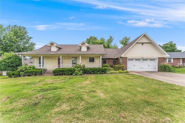 1206 Tru Ln, Rogers, AR 72756 - view of front of home with covered porch, a garage, driveway, a front lawn, and roof with shingles