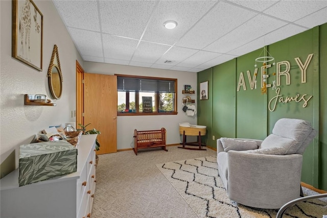 16048 Cypress Ln, Rogers, AR 72756 - living area featuring a paneled ceiling and carpet floors