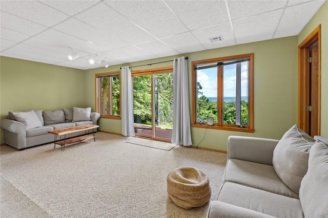 16048 Cypress Ln, Rogers, AR 72756 - carpeted living area featuring rail lighting and a paneled ceiling