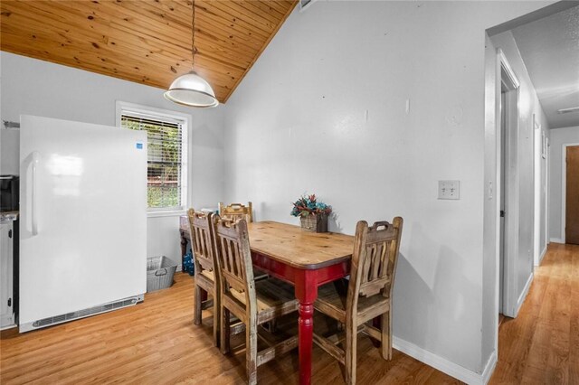 63155 S 4700, Watts, OK 74964 - dining space featuring vaulted ceiling, light wood-style floors, and wooden ceiling