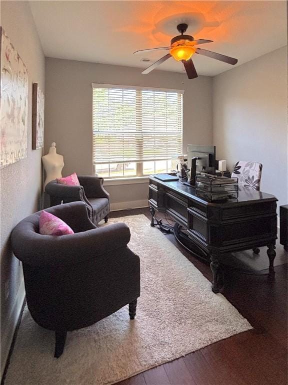 1610 Sweetbriar, Centerton, AR 72719 - sitting room featuring a ceiling fan and wood finished floors