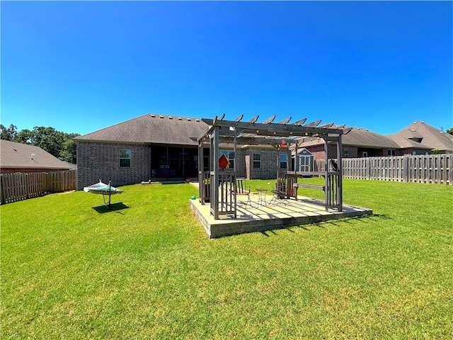 1610 Sweetbriar, Centerton, AR 72719 - rear view of house featuring a pergola, a fenced backyard, and a patio