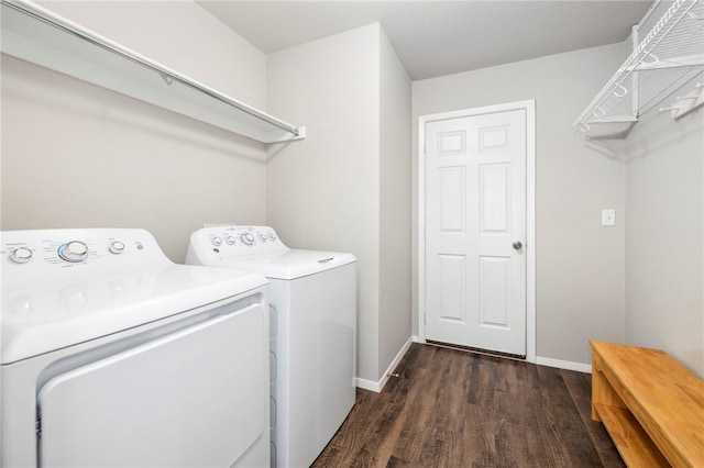 927 E Swift Dr, Fayetteville, AR 72701 - laundry area with washer and dryer and dark wood-style flooring